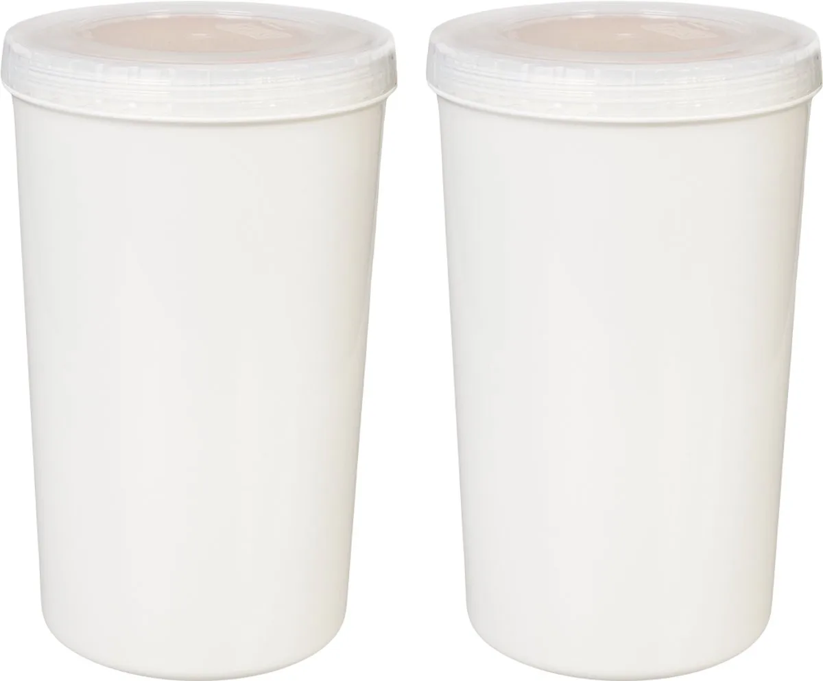 Beschuitbus - Set van 2 Stuks - Rijstwafel bewaarbus - Beschuitblik - Voorraadbussen - Voorraaddozen - Voorraadblik - Luchtdicht - 1,9 liter by Lock&Lock in White – product photo