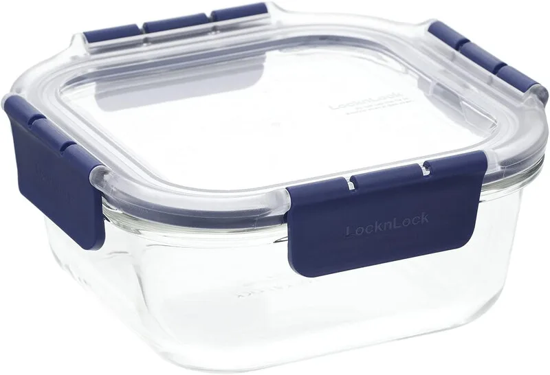 Bestco Hitzebeständige Glas-Frischhaltedose, 380 ml, Transparent, Borosilikatglas/Druckverschlussdeckel/luftdicht & auslaufsicher/BPA-frei/mikrowellengeeignet (ohne Deckel)/gefriergeeignet/spülmaschinenfest von Lock&Lock – Produktfoto