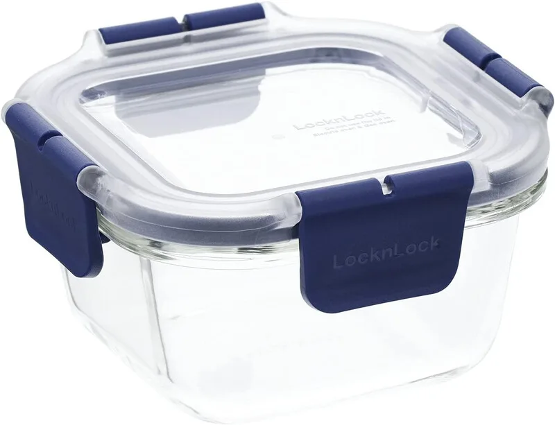 Bestco Quadratischer hitzebeständiger Glas-Frischhaltedose, 750 ml, Transparent, Borosilikatglas/Druckverschlussdeckel/Silikon-Dichtung/Luftdicht & auslaufsicher/BPA-frei/Mikrowellengeeignet (ohne Deckel)/Gefriergeeignet (-20 °C)/Spülmaschinenfest fra Lock&Lock – produktbillede