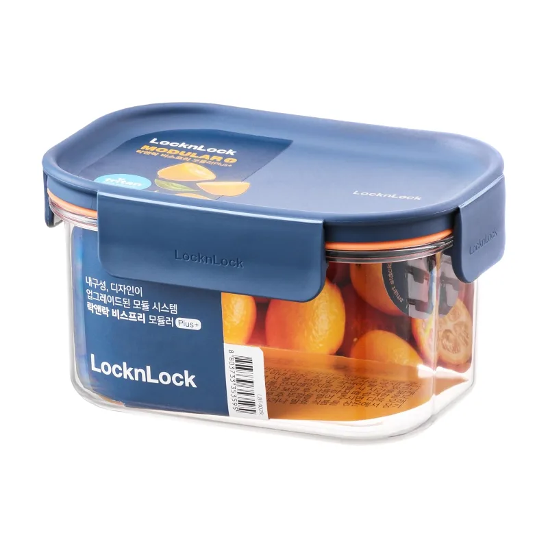 Bisfree Modular Plus Frischhaltedose 450 ml – Transparenter Behälter mit Marineblauem Deckel, Luftdichte stapelbare Box mit 4-seitigem Verriegelungssystem, Mikrowellen-, Gefrier- & Spülmaschinengeeignet de Lock&Lock – photo produit