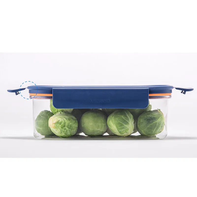 Bisfree Modular Plus Tritan Rechteckiges Frischhaltedosen-Set (2er-Pack), 2,1 L Gesamt, Transparenter Behälter/blaue Deckel, Tritan-Material/Silikon-Dichtung/4-seitiges Verschlusssystem/luftdicht & auslaufsicher/BPA-frei/Hitzebeständig bis 110 °C/Kälteresistent bis -40 °C/Mikrowellengeeign von Lock&Lock – Produktfoto