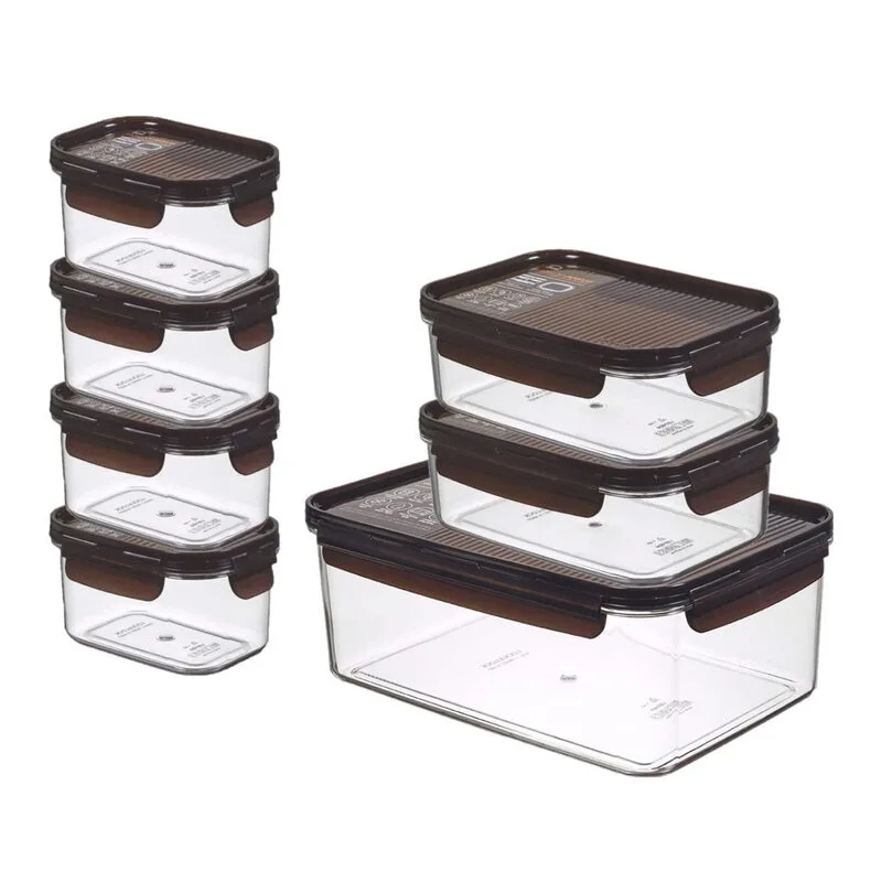 Bisfree Vorratsdosen 7er-Set – Transparente Tritan-Kunststoff-Frischhaltedosen mit luftdichten Deckeln, 4×450 ml, 2×910 ml & 1×3,5 L, mikrowellen-, gefrier- & spülmaschinenfest de Lock&Lock – photo produit