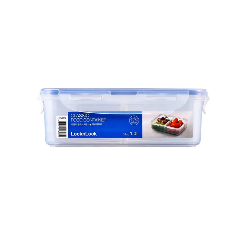 Boîte de conservation rectangulaire en polypropylène 1,0 L - Classiques - avec séparateur de Lock&Lock – photo produit
