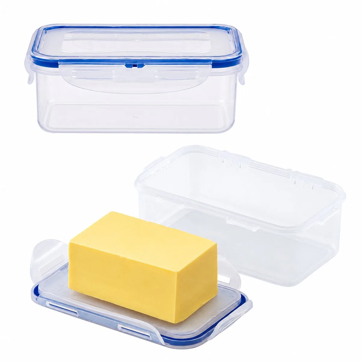 Botervloot met deksel - Vershoudbakjes - Vershouddoos - Bewaarbakjes - Luchtdicht - BPA vrij - PFAS vrij - 460 ml - Set van 2 stuks by Lock&Lock in Transparent – product photo