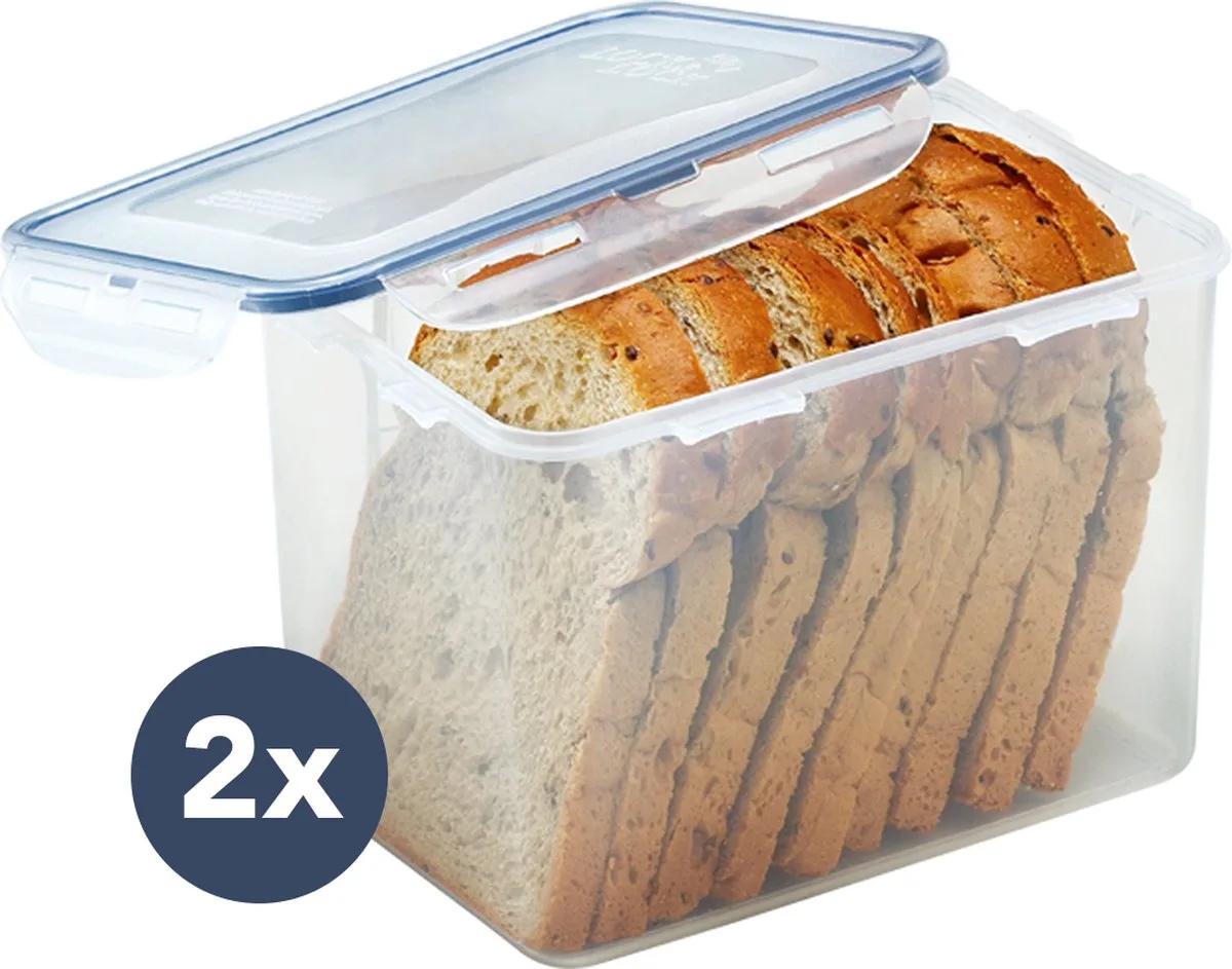 Brooddoos - Brood Bewaardoos - Set 2 stuks - Luchtdicht - BPA vrij - PFAS vrij - Broodbak - Broodtrommel - Bewaardoos met deksel - Vershoudbakjes - Diepvriesbakjes - Diepvriesdozen - Bewaarbakjes - 3,9 liter van Lock&Lock in Transparant – productfoto
