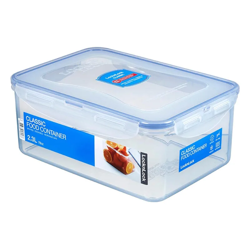 Classic rechteckige Frischhaltedose, 2,3 L, transparenter Behälter, PP-Kunststoff/Silikonverschluss/4-seitiger Verschluss/luftdicht & wasserdicht/stapelbar/BPA-frei/Mikrowellengeeignet (ohne Deckel, bis 120 °C)/gefriergeeignet/spülmaschinenfest (oberer Korb) van Lock&Lock – productfoto