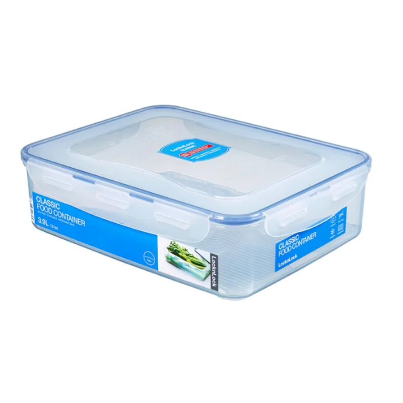 Classic rechteckige Frischhaltedose mit Sieb, 3,9 L, transparenter Behälter/transparenter Deckel/blauer Siegel, PP-Kunststoff/Silikonsiegel/4-seitiger Verschluss/luftdicht & wasserdicht/integriertes Sieb/BPA-frei/mikrowellengeeignet (ohne Deckel)/gefriergeeignet/spülmaschinenfest/ stapelba de Lock&Lock – photo produit