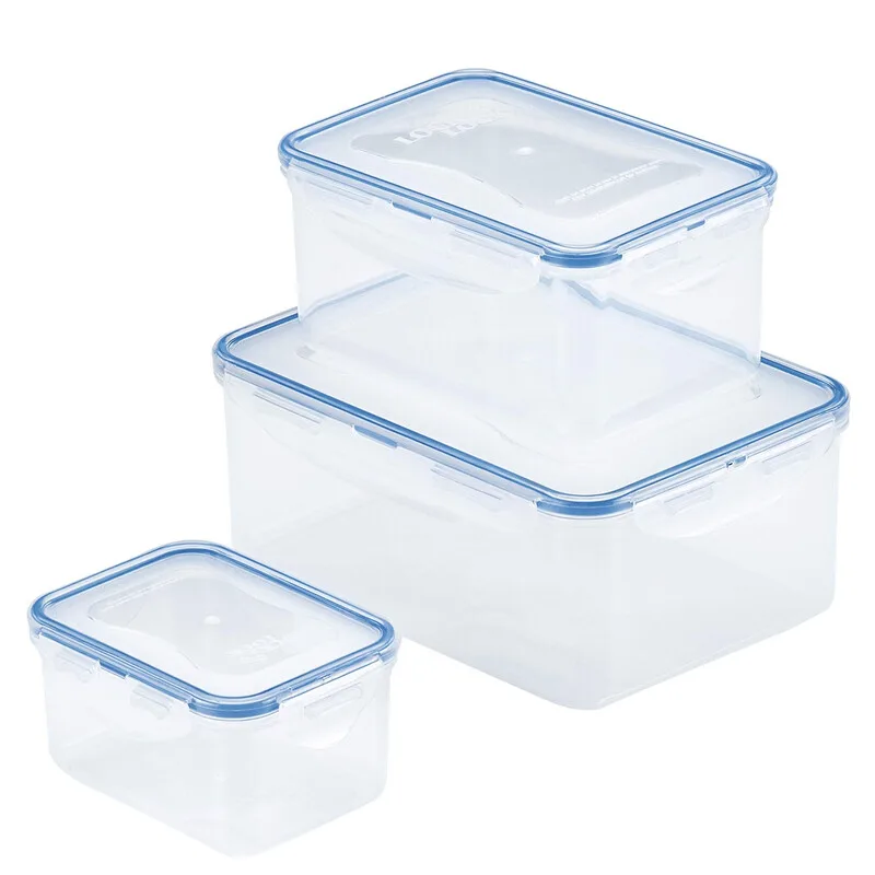 Classic rechteckiges Frischhaltedosen-Set (3er-Pack), 470 ml / 1,1 L / 2,3 L, transparent, PP-Kunststoff/Silikonverschluss/4-seitiges Verschlusssystem/luftdicht & auslaufsicher/BPA-frei/mikrowellengeeignet (Verschlüsse lösen/Deckel lockern)/gefriergeeignet/spülmaschinenfest (oberes Regal) de Lock&Lock – photo produit