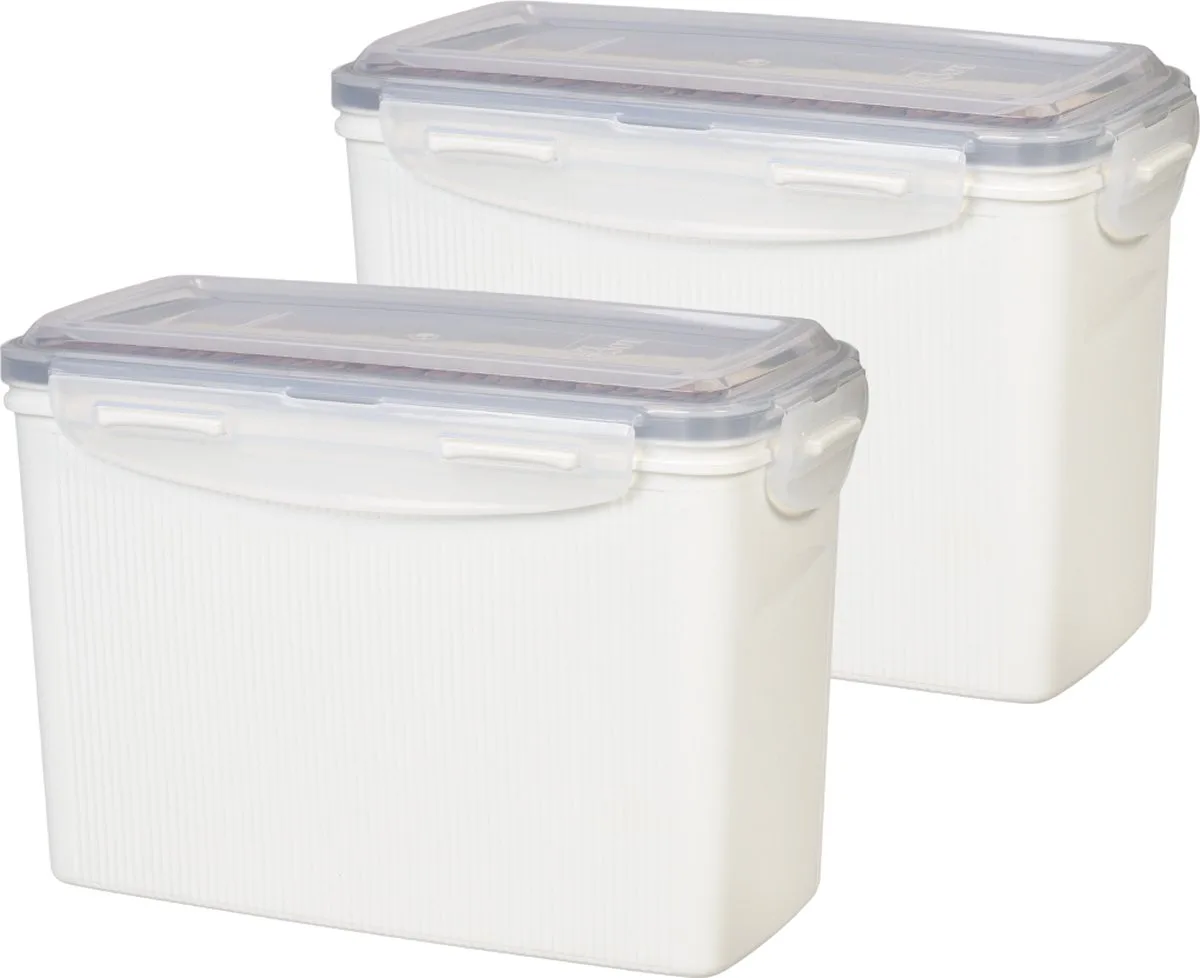 Cracker bewaardoos - 100% luchtdicht - BPA vrij - PFAS vrij - Set 2 stuks - Knackebrod bewaardoos - Crackerdoos - Vershouddoos - Voorraaddozen - Bewaardozen - 1,5 liter van Lock&Lock in Wit – productfoto
