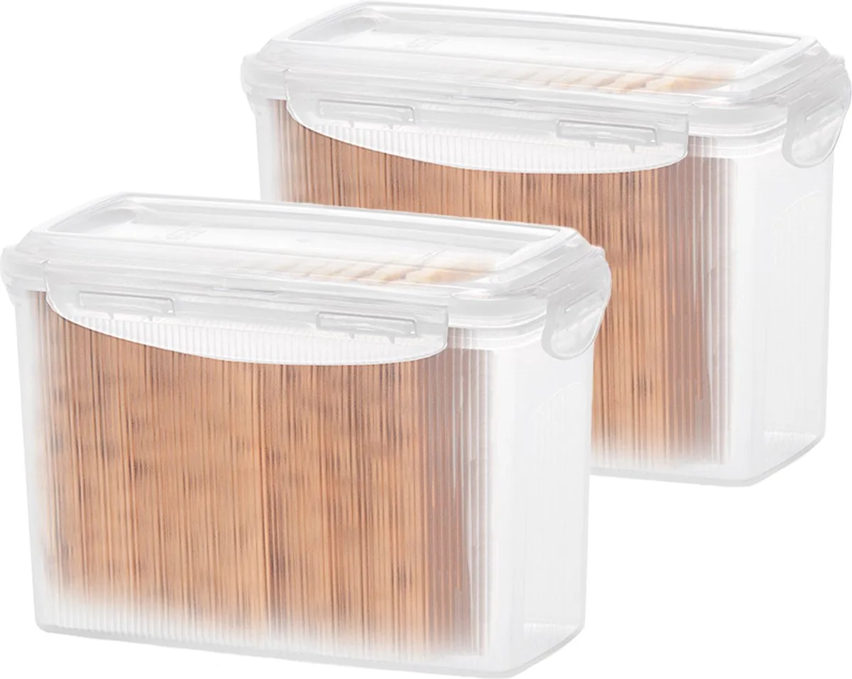 Cracker bewaardoos - 100% luchtdicht - BPA vrij - PFAS vrij - Set 2 stuks - Knackebrod bewaardoos - Crackerdoos - Vershouddoos - Voorraaddozen - Bewaardozen - 1,5 liter van Lock&Lock in Transparant – productfoto