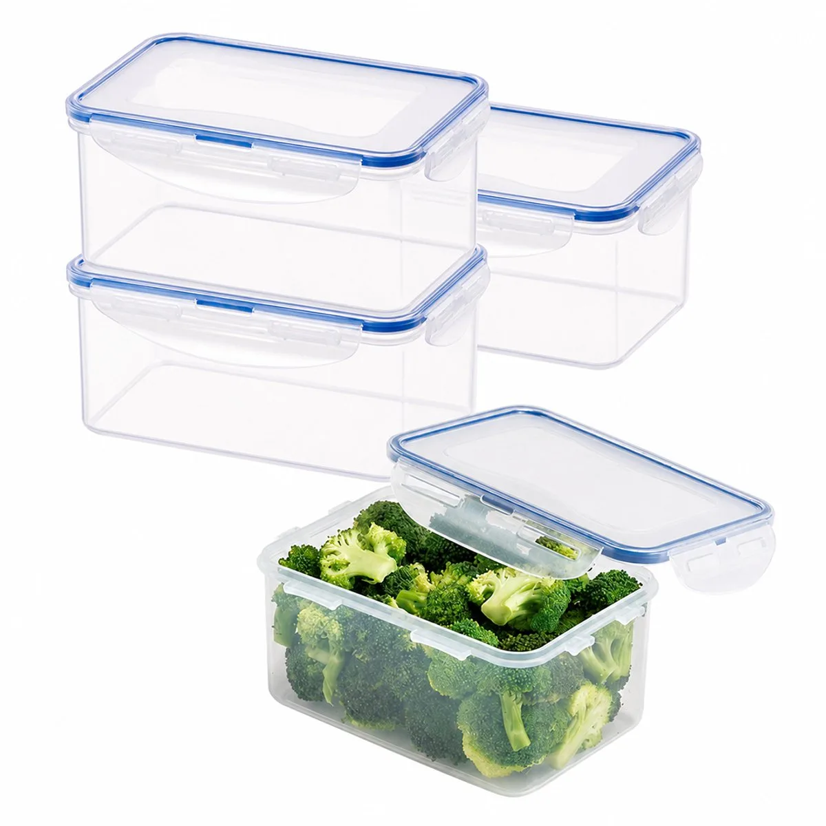 Diepvriesbakjes - Meal prep bakjes - Vershoudbakjes - 1,1 liter - Set 4 stuks - 100% Lekvrij - BPA vrij - PFAS vrij - Magnetron bakjes met deksel - Diepvriesdozen - Bewaarbakjes - Vershouddoos de Lock&Lock en Transparent – photo produit