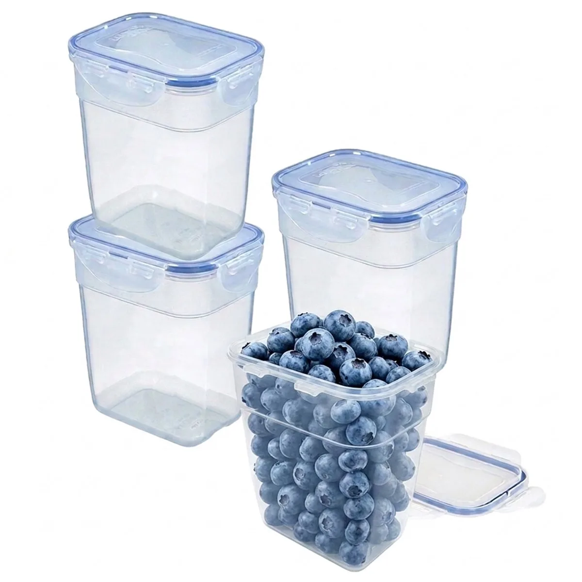 Diepvriesbakjes - Meal prep bakjes - Vershoudbakjes - 1,3 liter - Set 4 stuks - In elkaar stapelbaar - 100% lekvrij - BPA vrij - PFAS vrij - Magnetron bakjes met deksel - Diepvriesdozen - Bewaarbakjes - Vershouddoos van Lock&Lock in Transparant – productfoto