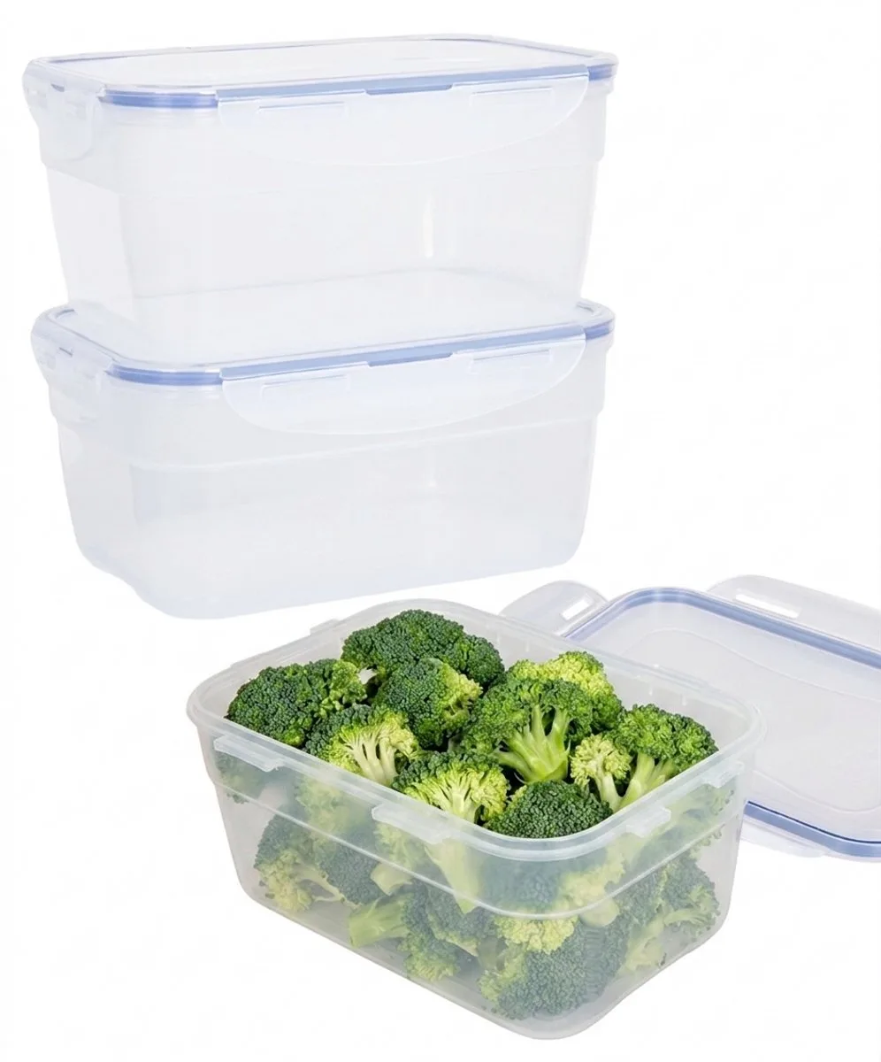 Diepvriesbakjes - Meal prep bakjes - Vershoudbakjes - 1.8 liter - Set 3 stuks - In elkaar stapelbaar - 100% lekvrij - BPA vrij - PFAS vrij - Magnetron bakjes met deksel - Diepvriesdozen - Bewaarbakjes - Vershouddoos by Lock&Lock in Transparent – product photo