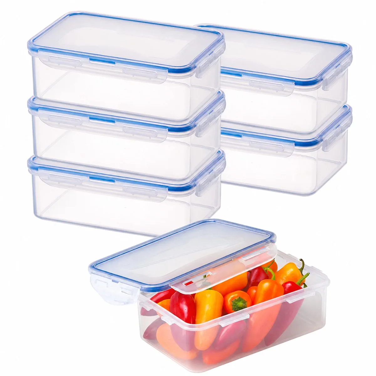 Diepvriesbakjes - Meal prep bakjes - Vershoudbakjes - 1 liter - Set 6 stuks - 100% Lekvrij - BPA vrij - PFAS vrij - Magnetron bakjes met deksel - Diepvriesdozen - Bewaarbakjes - Vershouddoos fra Lock&Lock i Gennemsigtig – produktbillede