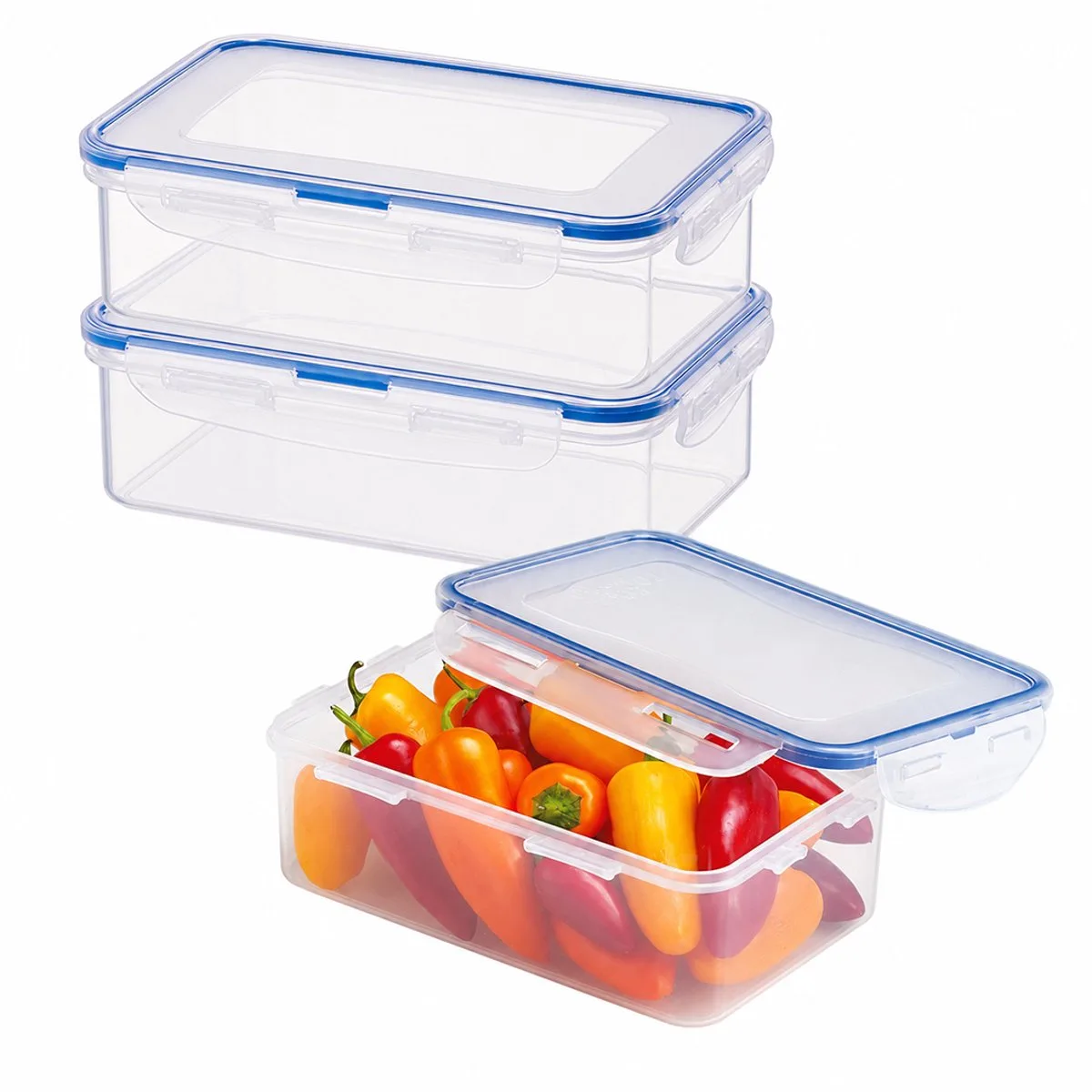 Diepvriesbakjes - Meal prep bakjes - Vershoudbakjes - 1 liter - Set 3 stuks - 100% Lekvrij - BPA vrij - PFAS vrij - Magnetron bakjes met deksel - Diepvriesdozen - Bewaarbakjes - Vershouddoos van Lock&Lock in Transparant – productfoto