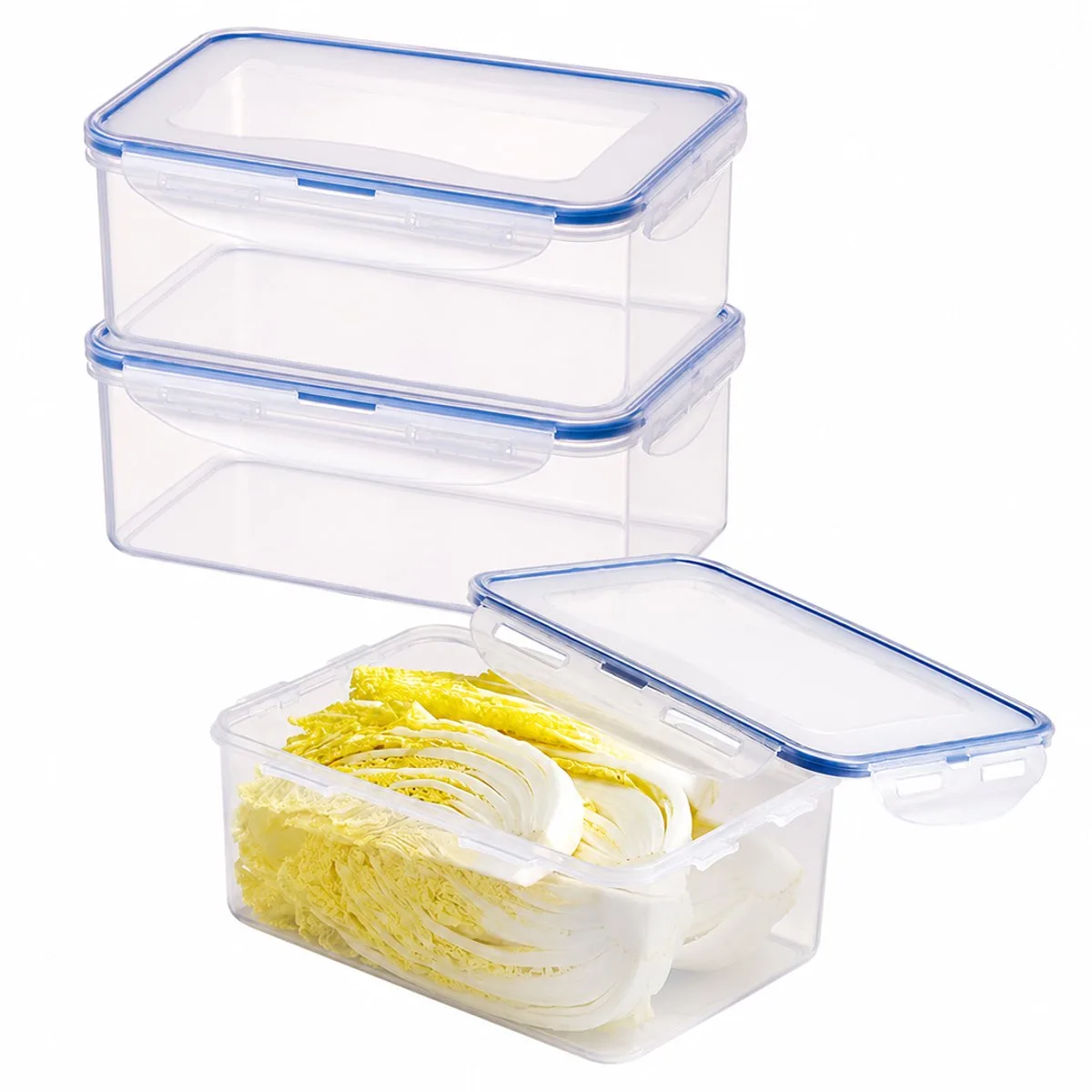 Diepvriesbakjes - Meal prep bakjes - Vershoudbakjes - 2,3 liter - Set 3 stuks - 100% Lekvrij - BPA vrij - PFAS vrij - Magnetron bakjes met deksel - Diepvriesdozen - Bewaarbakjes - Vershouddoos de Lock&Lock en Transparent – photo produit