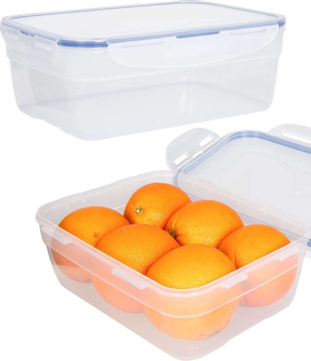 Diepvriesbakjes - Meal prep bakjes - Vershoudbakjes - 3 liter - Set 2 stuks - In elkaar stapelbaar - 100% lekvrij - BPA vrij - PFAS vrij - Magnetron bakjes met deksel - Diepvriesdozen - Bewaarbakjes - Vershouddoos by Lock&Lock in Transparent – product photo