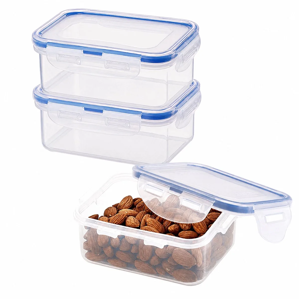 Diepvriesbakjes - Meal prep bakjes - Vershoudbakjes - 350 ml - Set 3 stuks - 100% Lekvrij - BPA vrij - PFAS vrij - Magnetron bakjes met deksel - Diepvriesdozen - Bewaarbakjes - Snackdoosjes - Vershouddoos van Lock&Lock in Transparant – productfoto