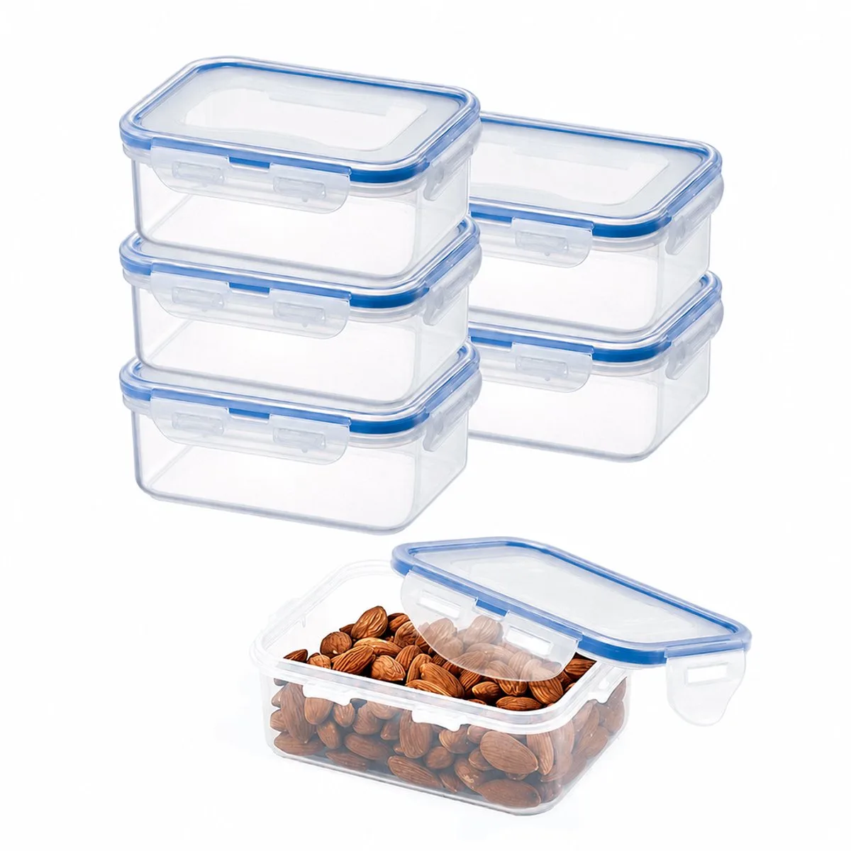 Diepvriesbakjes - Meal prep bakjes - Vershoudbakjes - 350 ml - Set 6 stuks - 100% Lekvrij - BPA vrij - PFAS vrij - Magnetron bakjes met deksel - Diepvriesdozen - Bewaarbakjes - Vershouddoos - Snackdoosjes by Lock&Lock in Transparent – product photo