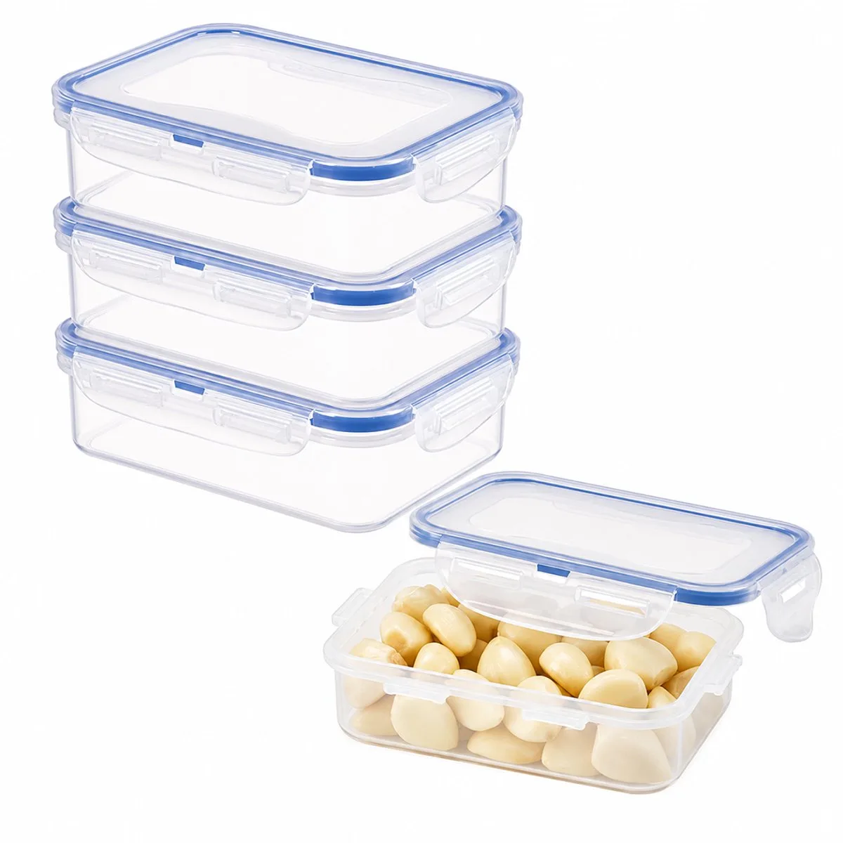 Diepvriesbakjes - Meal prep bakjes - Vershoudbakjes - 360 ml - Set 4 stuks - 100% Lekvrij - BPA vrij - PFAS vrij - Magnetron bakjes met deksel - Diepvriesdozen - Bewaarbakjes - Vershouddoos by Lock&Lock in Transparent – product photo