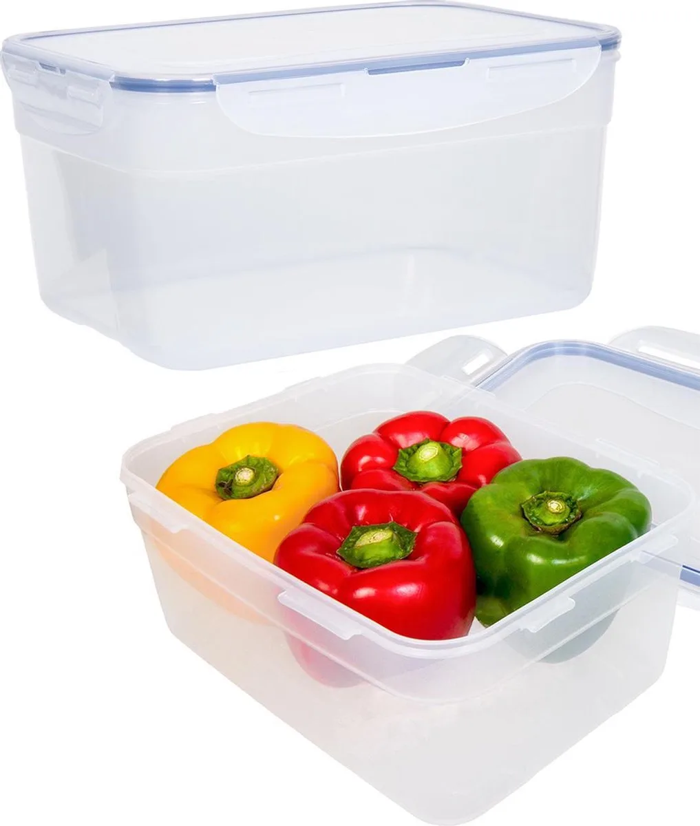 Diepvriesbakjes - Meal prep bakjes - Vershoudbakjes - 4.4 liter - Set 2 stuks - In elkaar stapelbaar - 100% lekvrij - BPA vrij - PFAS vrij - Magnetron bakjes met deksel - Diepvriesdozen - Bewaarbakjes - Vershouddoos by Lock&Lock in Transparent – product photo