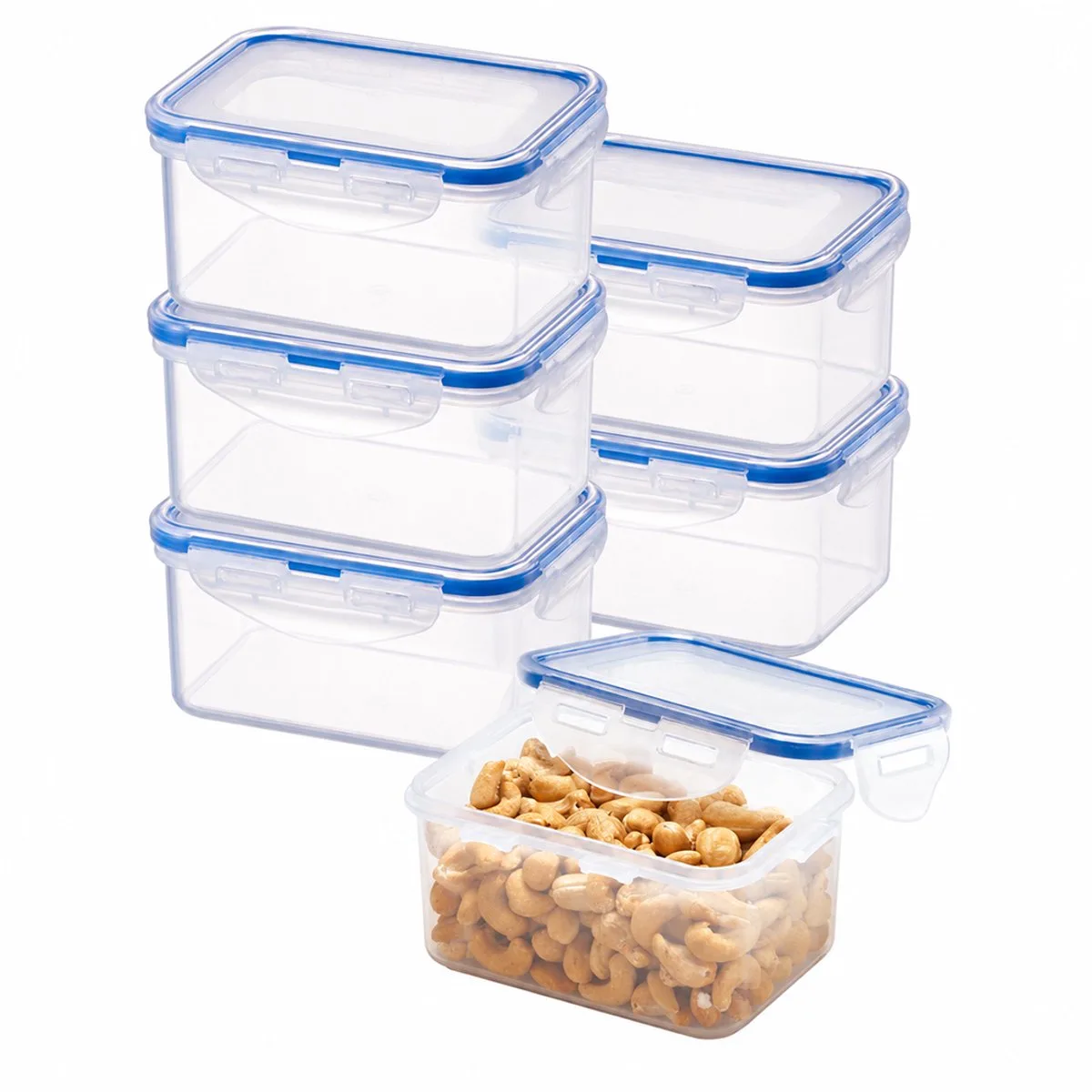 Diepvriesbakjes - Meal prep bakjes - Vershoudbakjes - 470 ml - Set 6 stuks - 100% lekvrij - BPA vrij - PFAS vrij - Magnetron bakjes met deksel - Diepvriesdozen - Bewaarbakjes - Vershouddoos fra Lock&Lock i Gennemsigtig – produktbillede