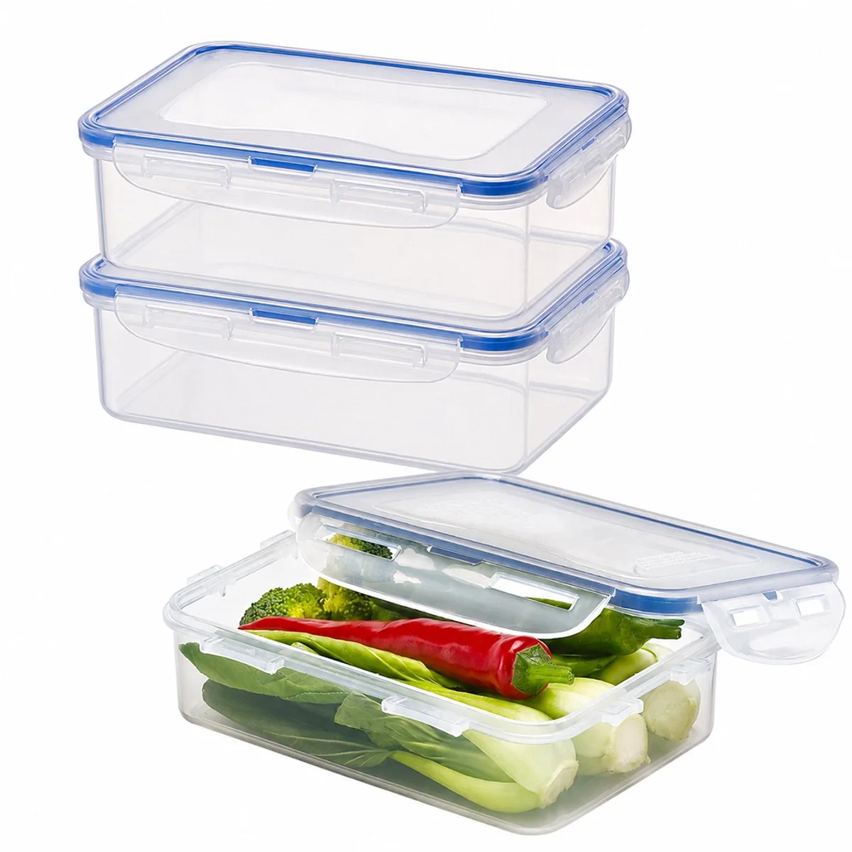 Diepvriesbakjes - Meal prep bakjes - Vershoudbakjes - 550 ml - Set 3 stuks - 100% Lekvrij - BPA vrij - PFAS vrij - Magnetron bakjes met deksel - Diepvriesdozen - Bewaarbakjes - Vershouddoos de Lock&Lock en Transparent – photo produit