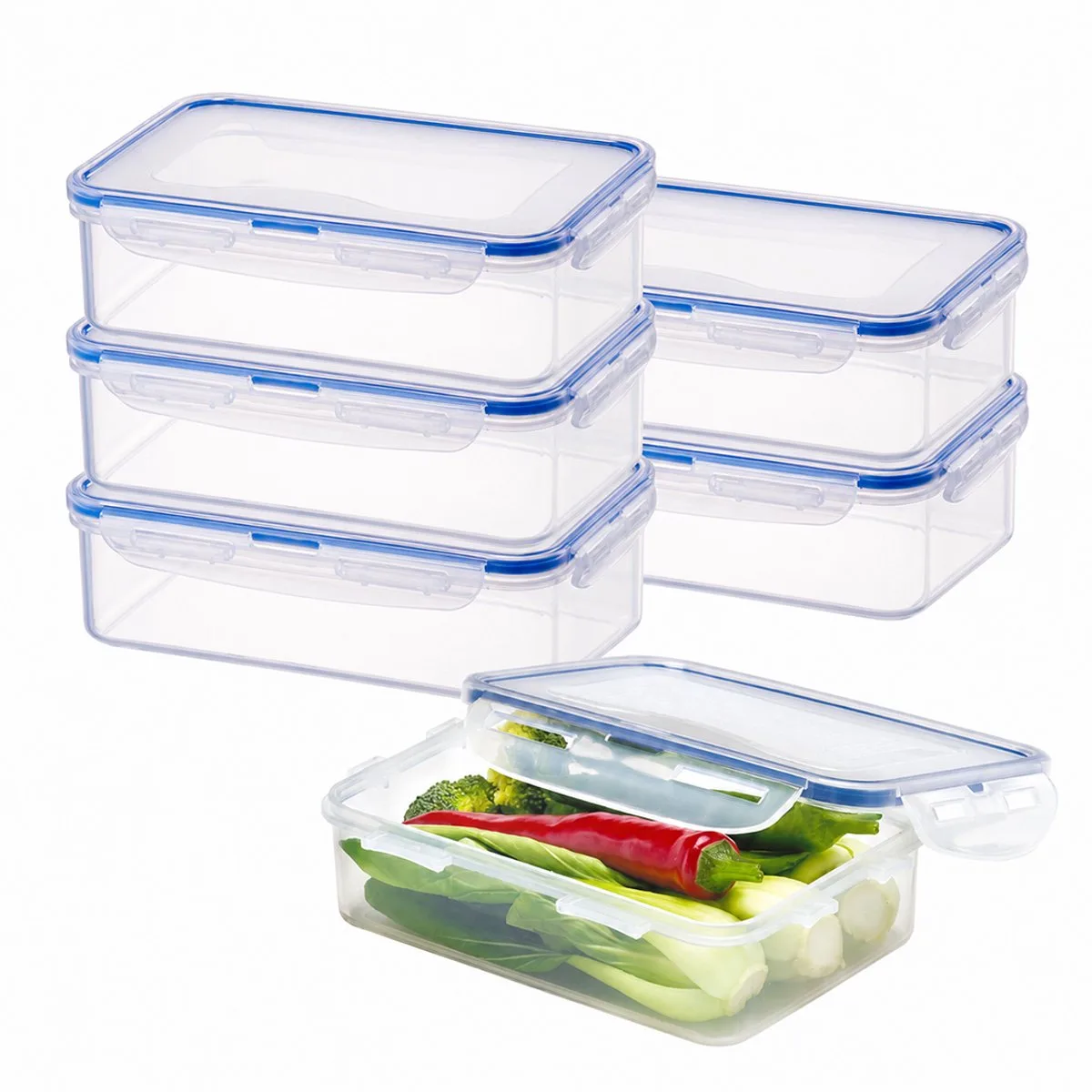 Diepvriesbakjes - Meal prep bakjes - Vershoudbakjes - 550 ml - Set 6 stuks - 100% Lekvrij - BPA vrij - PFAS vrij - Magnetron bakjes met deksel - Diepvriesdozen - Bewaarbakjes - Vershouddoos fra Lock&Lock i Gennemsigtig – produktbillede
