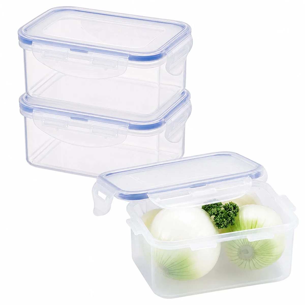 Diepvriesbakjes - Meal prep bakjes - Vershoudbakjes - 600 ml - Set 3 stuks - 100% Lekvrij - BPA vrij - PFAS vrij - Magnetron bakjes met deksel - Diepvriesdozen - Bewaarbakjes - Vershouddoos fra Lock&Lock i Gennemsigtig – produktbillede