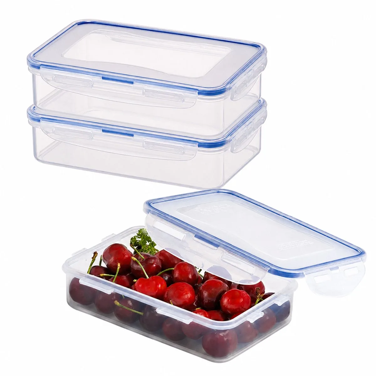 Diepvriesbakjes - Meal prep bakjes - Vershoudbakjes - 800 ml - Set 3 stuks - 100% Lekvrij - BPA vrij - PFAS vrij - Magnetron bakjes met deksel - Diepvriesdozen - Bewaarbakjes - Vershouddoos fra Lock&Lock i Gennemsigtig – produktbillede