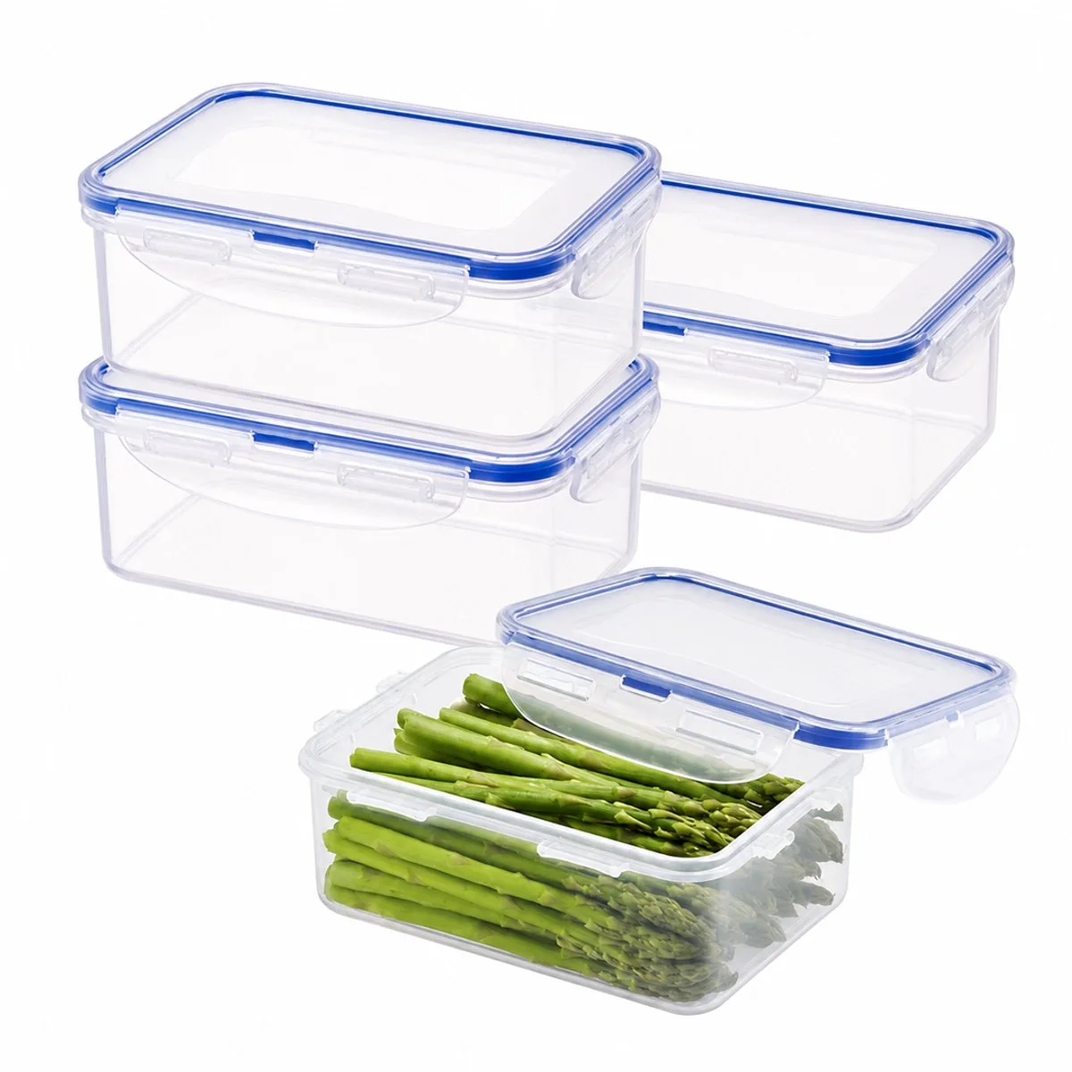 Diepvriesbakjes - Meal prep bakjes - Vershoudbakjes - 850 ml - Set 4 stuks - 100% Lekvrij - BPA vrij - PFAS vrij - Magnetron bakjes met deksel - Diepvriesdozen - Bewaarbakjes - Vershouddoos fra Lock&Lock i Gennemsigtig – produktbillede