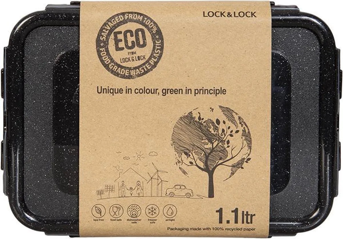 ECO Vershoudbakjes - Diepvriesbakjes - Meal prep bakjes - 1,1 liter - Set 3 stuks - 100% Gerecycled Plastic - Lekvrij - Duurzaam - Zero Waste - Magnetron bakjes met deksel - Diepvriesdozen - Lunchbox - Bewaarbakjes - Vershouddoos de Lock&Lock en Uniek – photo produit