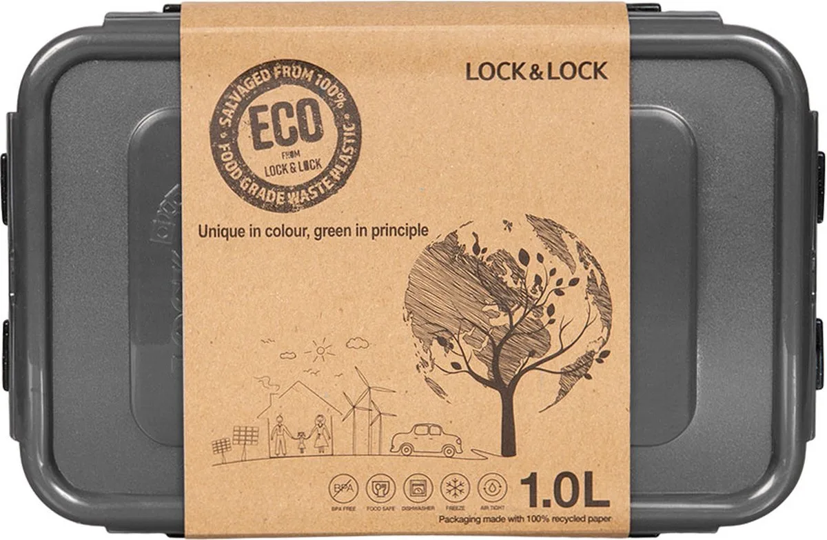 ECO Vershoudbakjes - Diepvriesbakjes - Meal prep bakjes - 1 liter - Set 3 stuks - 100% Gerecycled Plastic - Lekvrij - Duurzaam - Zero Waste - Magnetron bakjes met deksel - Diepvriesdozen - Lunchbox - Bewaarbakjes - Vershouddoos de Lock&Lock en Uniek – photo produit