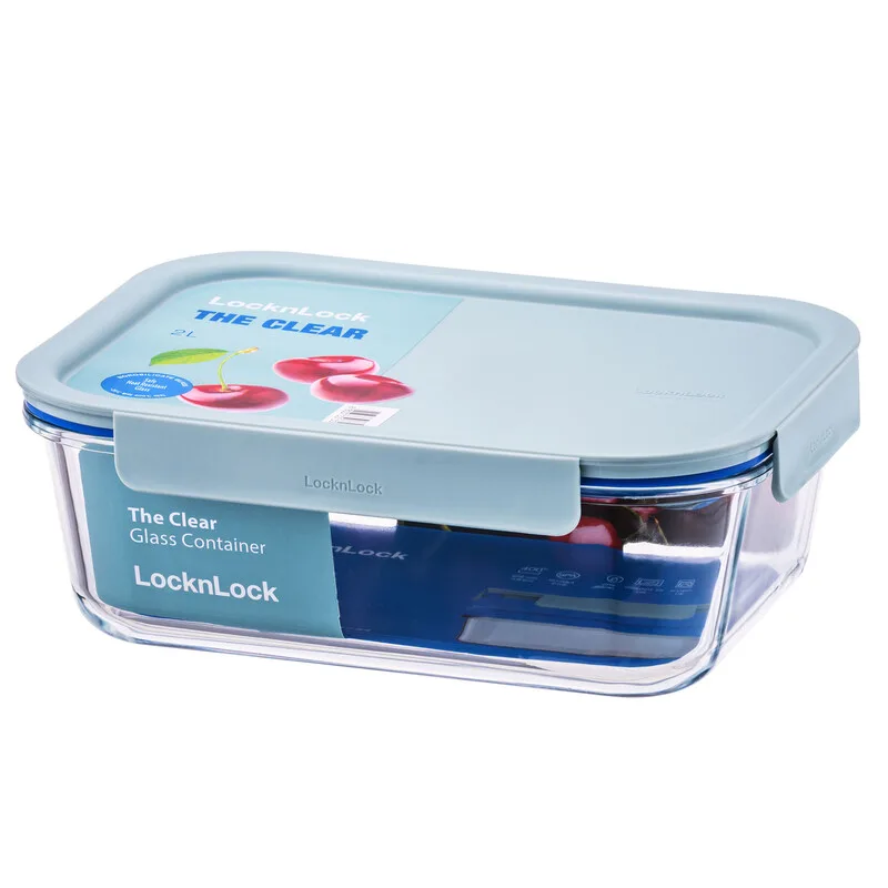 Hitzebeständige Glas-Frischhaltedose 380 ml – Transparenter Behälter mit Minzgrüner Deckel, Backofen-, Mikrowellen- & Spülmaschinengeeignete Glas-Aufbewahrungsbox mit luftdichter Silikonversiegelung by Lock&Lock – product photo