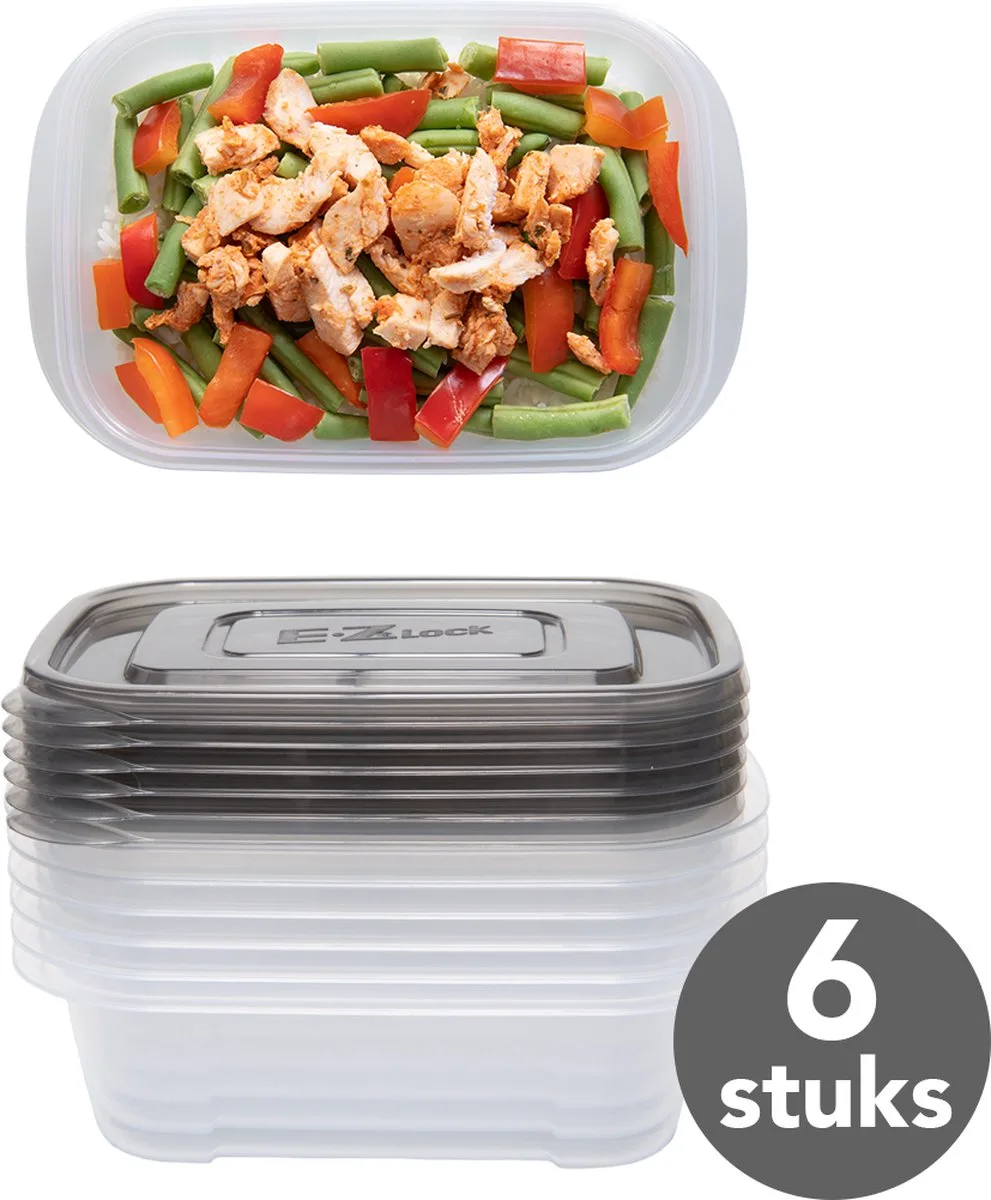 Meal prep Bakjes - Diepvriesbakjes - 890ml - 6 Stuks - BPA vrij - PFAS vrij - Vershoudbakjes set met deksel - Bewaarbakjes - Magnetron bakjes – Diepvriesdozen - Meal prep container - Vershouddoos - Stevig en Herbruikbaar - LocknLock de Lock&Lock en Transparent – photo produit