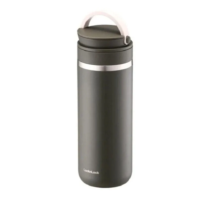 Metro 2-Way Tumbler 475 ml – Khaki Doppelwandige Edelstahl-Thermotasse mit Griff & auslaufsicherem Deckel, 13 h Heiß- / 40 h Kaltisolierung, BPA-freier Kaffee- & Tee-Reisebecher de Lock&Lock – photo produit