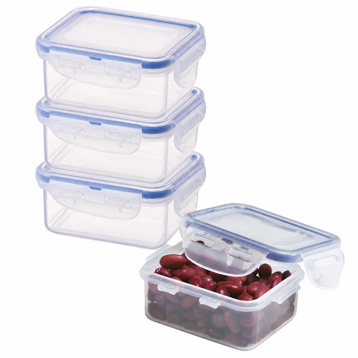 (mini) Vershoudbakjes set met deksel - Diepvriesbakjes - Meal prep bakjes - 180 ml - Set 4 stuks - 100% Lekvrij - BPA vrij - PFAS vrij - Bewaarbakjes - Bewaardozen voedsel - Snackdoosjes van Lock&Lock in Transparant – productfoto