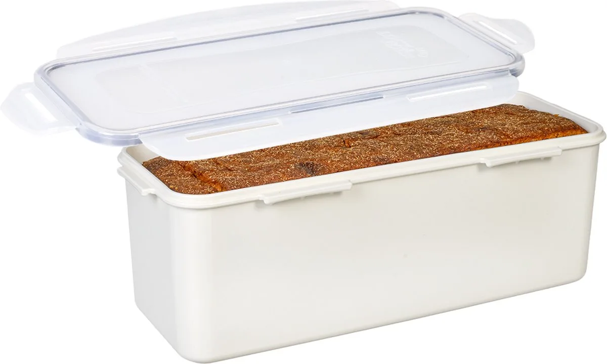 Ontbijtkoek Bewaardoos - Luchtdicht - BPA vrij - PFAS vrij - Vershouddoos - Bewaardoos met deksel - Koektrommel - Voor Ontbijtkoek Peperkoek - 2 liter by Lock&Lock in White – product photo