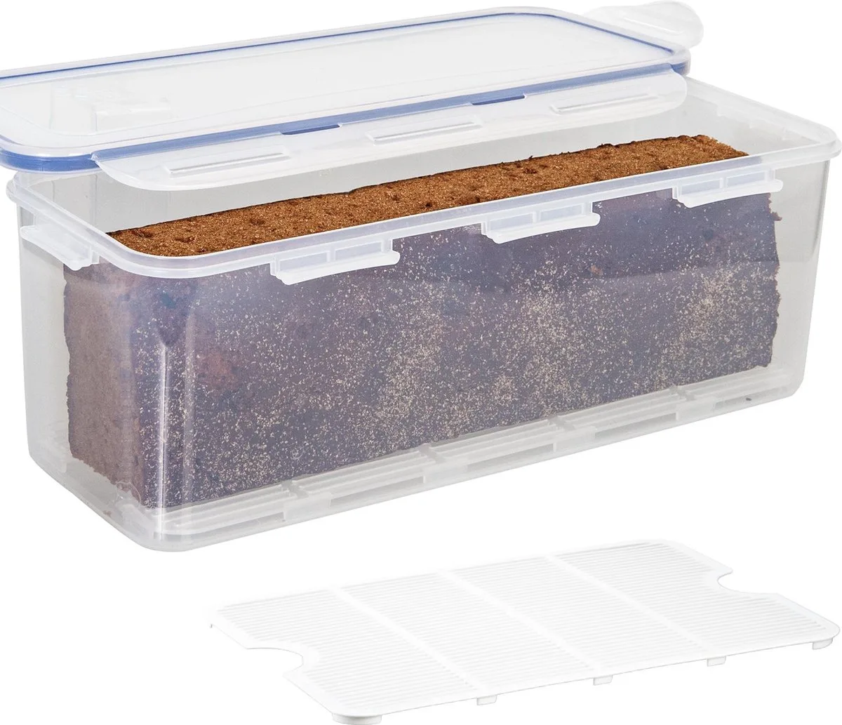 Ontbijtkoek bewaardoos - Luchtdicht - BPA vrij - PFAS vrij - Vershouddoos - Bewaardoos met deksel - Voor Ontbijtkoek Peperkoek - Cake Bewaardoos - Cakedoos - Koektrommel - 3,4 liter by Lock&Lock in Transparent – product photo