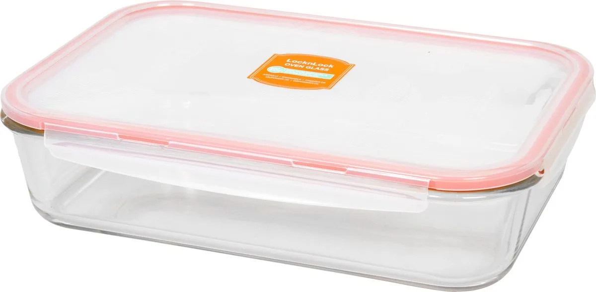 Ovenschaal met deksel - Lasagne ovenschaal - Ovenschotel - Glazen ovenschaal - BPA-vrij - PFAS vrij - Borosilicaatglas - Plastic deksel - Rechthoekig - 3,6 liter - 34 x 23 cm fra Lock&Lock i Gennemsigtig – produktbillede