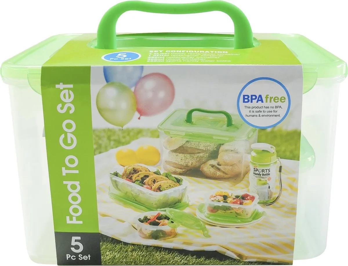 Picknickset - Diepvriesbakjes - Meal prep bakjes - Vershoudbakjes - Set 5 stuks - 100% Lekvrij - BPA vrij - PFAS vrij - Magnetron bakjes met deksel - Diepvriesdozen - Bewaarbakjes - Vershouddoos de Lock&Lock en Vert – photo produit
