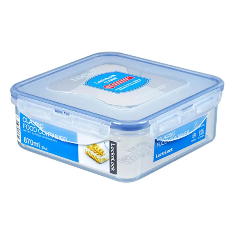 Quadratischer Frischhaltedose, 870 ml, Transparent, PP-Kunststoff/Silikonverschluss/Luftdicht/ Stapelbar/BPA-frei/Mikrowellengeeignet (ohne Deckel)/Spülmaschinenfest (oberer Korb)/Nicht backofengeeignet by Lock&Lock – product photo