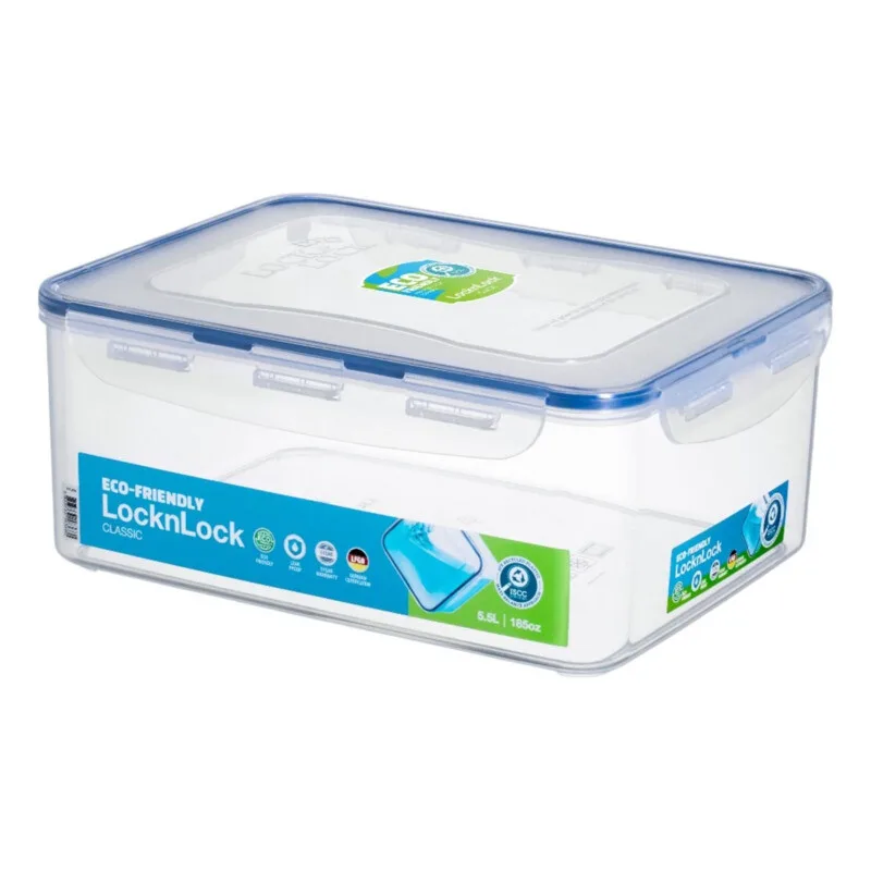 Rechteckige Frischhaltedose 5,5 L – Transparente BPA-freie Kunststoff-Aufbewahrungsbox mit Abtropfgitter & auslaufsicherer Dichtung, mikrowellen-, gefrier- & spülmaschinenfest van Lock&Lock – productfoto
