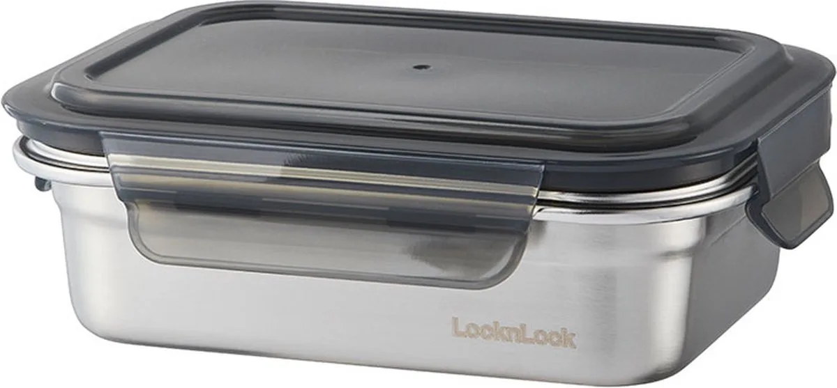 RVS Vershoudbakje - Bewaardoos met deksel - Vershouddoos - (kleine) Lunchbox - Snackbox - Lunchtrommel - 600 ml - Lekvrij - BPA vrij - PFAS vrij - Stapelbaar - Duurzaam - LocknLock van Lock&Lock in Zilver – productfoto