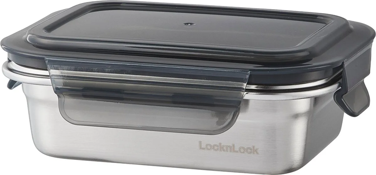 RVS Vershoudbakje met deksel - Bewaardoos met deksel - Vershouddoos - Snackdoosje - Snackbox - 400 ml - Lekvrij - BPA vrij - PFAS vrij - Stapelbaar - Duurzaam - LocknLock van Lock&Lock in Zilver – productfoto