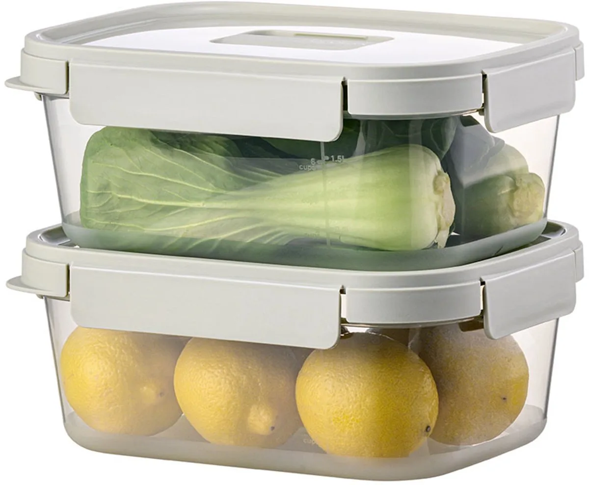 Vershoudbakjes - Meal prep bakjes - Diepvriesbakjes - Diepvriesdozen - Bewaarbakjes - Bewaardozen voedsel - Bewaardoos met deksel - Luchtdicht - BPA vrij - PFAS vrij - Stapelbaar - 2.7 liter - Nestopia - Set 2 stuks - LocknLock von Lock&Lock in Transparent – Produktfoto