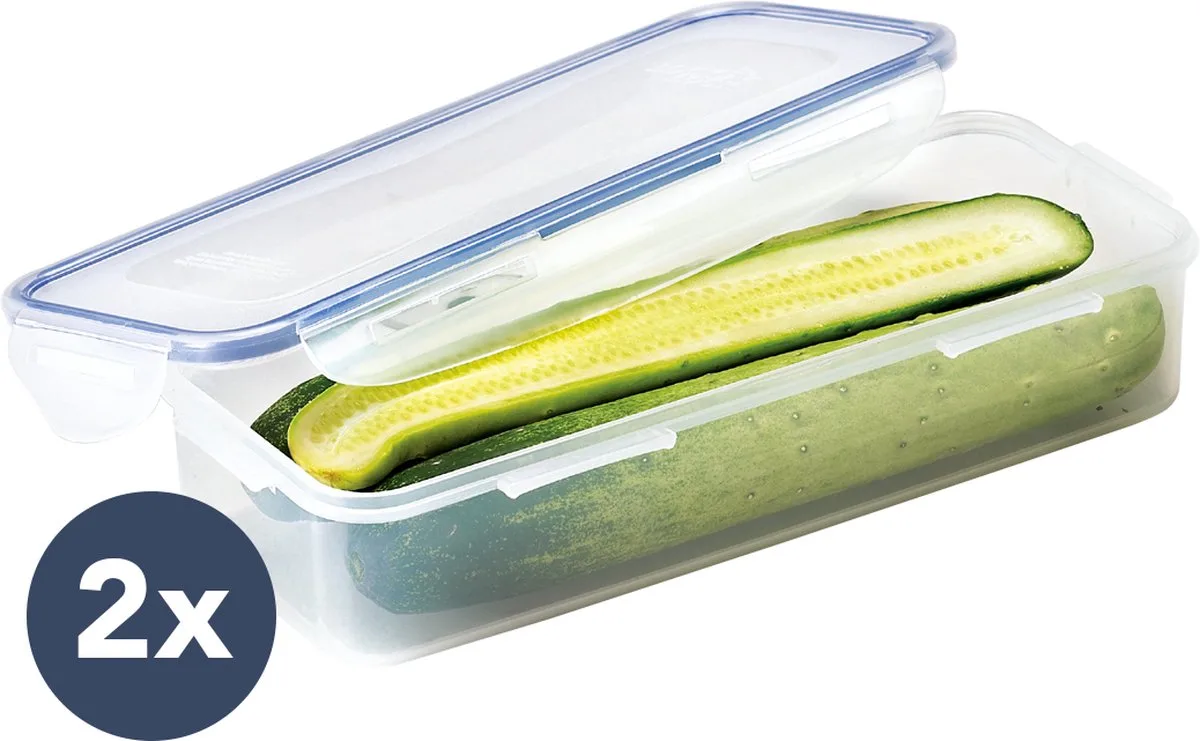 Vershoudbakjes set met deksel - Diepvriesbakjes - Diepvriesdozen - Bewaarbakjes - Bewaardozen voedsel - Vershouddoos - Met vochtrooster - Asperges bewaren - Luchtdicht - BPA vrij - PFAS vrij - 1 liter - Set van 2 stuks von Lock&Lock in Transparent – Produktfoto