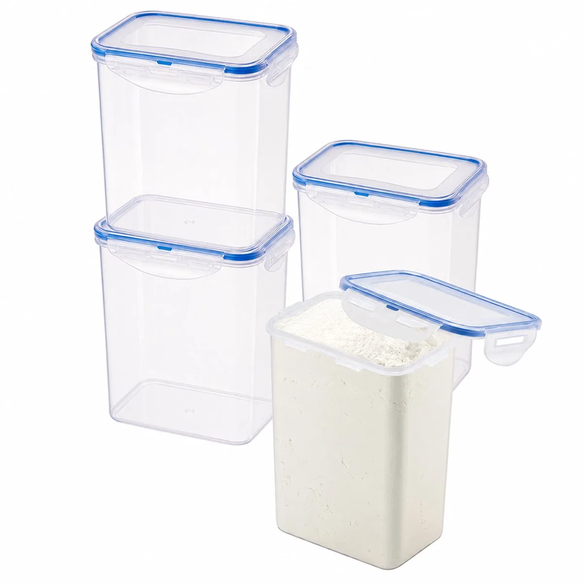 Vershoudbakjes set met deksel - Diepvriesbakjes - Diepvriesdozen - Bewaarbakjes - Bewaardozen voedsel - Voorraaddozen - Vershouddoos - Luchtdicht - Lekvrij - BPA vrij - PFAS vrij - 1,8 liter - Set van 4 stuks - LocknLock de Lock&Lock en Transparent – photo produit