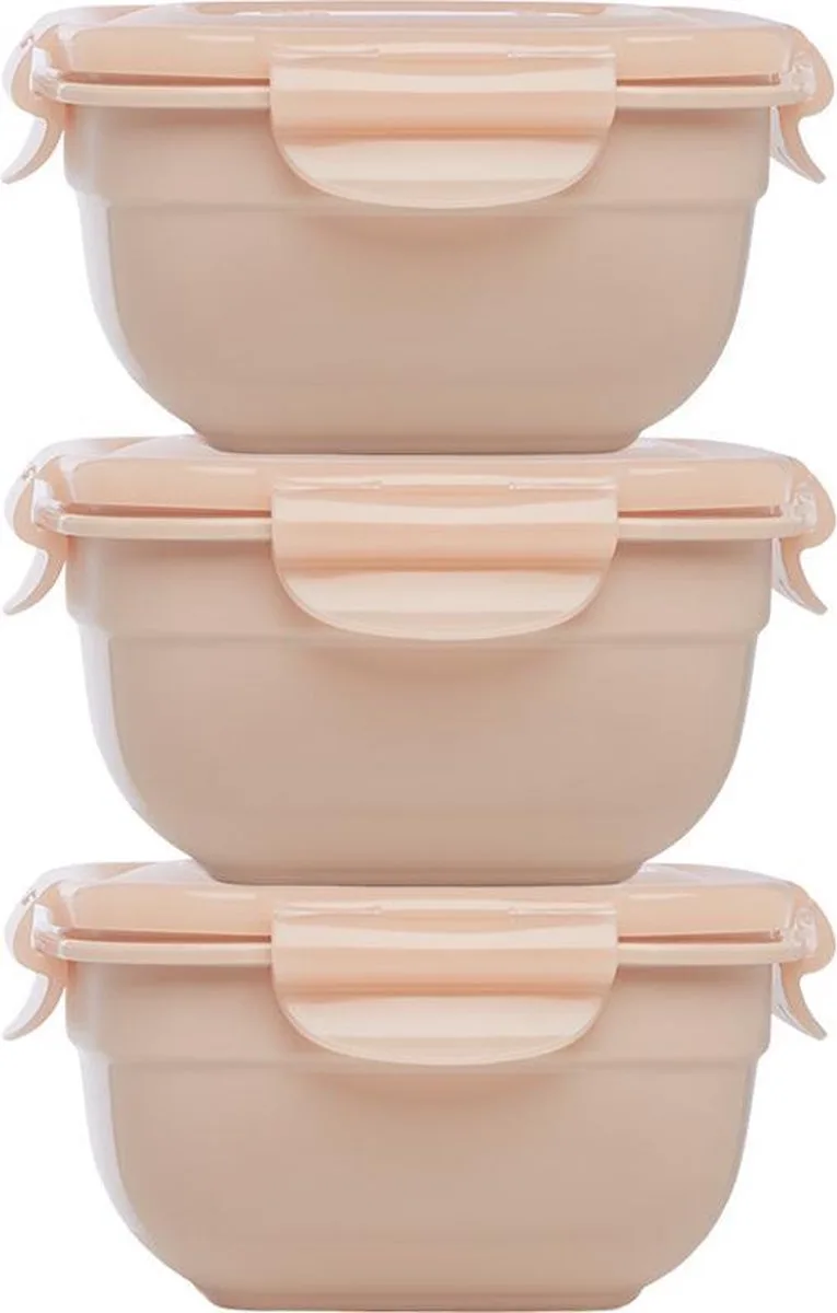 Vershoudbakjes set met deksel - Diepvriesbakjes - Diepvriesdozen - Bewaarbakjes - Snackdoosjes - Snackbox - Vershouddoos - Luchtdicht - Lekvrij - BPA vrij - PFAS vrij - Stapelbaar - 520 ml - Oudroze - Set van 3 stuks - LocknLock von Lock&Lock in Rosa – Produktfoto