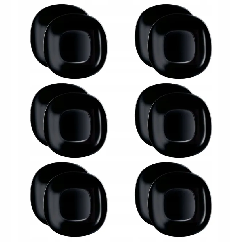 Carine Dessertborden 19 cm - Set van 12 - Gehard Glas von Luminarc in Schwarz – Produktfoto